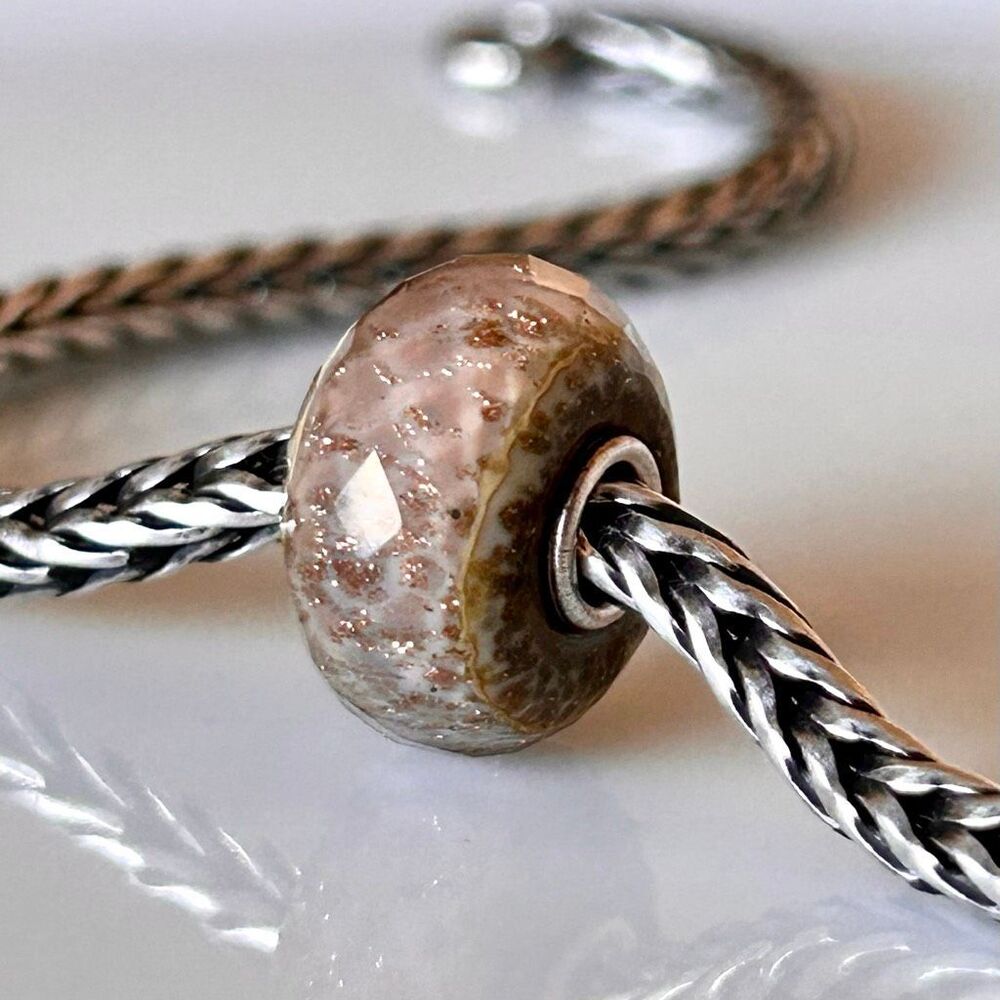 TROLLBEADS Troll Agate Facet LAA 925S Pink Cream Gray w Glitter TB DAY 2022